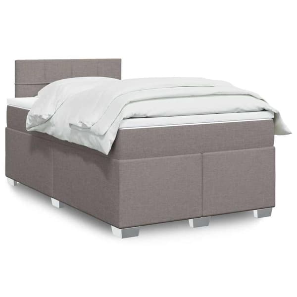 Ramsäng med madrass taupe 120x190 cm tyg