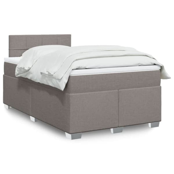 Ramsäng med madrass taupe 120x200 cm tyg