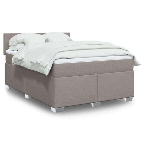 Ramsäng med madrass taupe 160x200 cm tyg