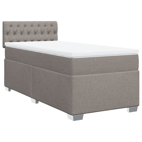 Ramsäng med madrass taupe 90x190 cm tyg