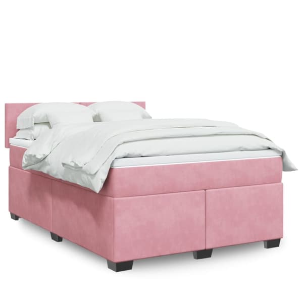 Ramsäng med madrass rosa 140x200 cm sammet