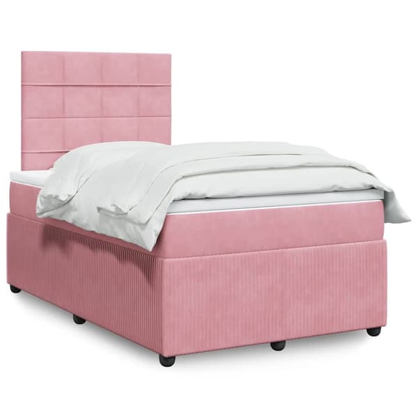 Ramsäng med madrass rosa 120x200 cm sammet