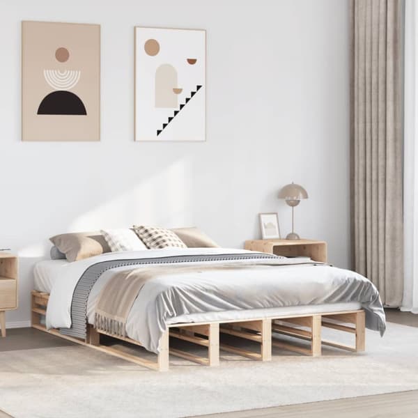 Sängram utan madrass 140x190 cm massiv furu