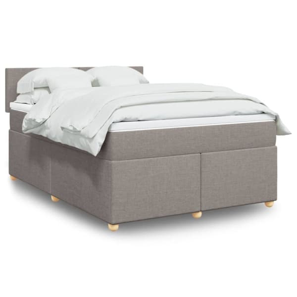 Ramsäng med madrass taupe 140x190 cm tyg