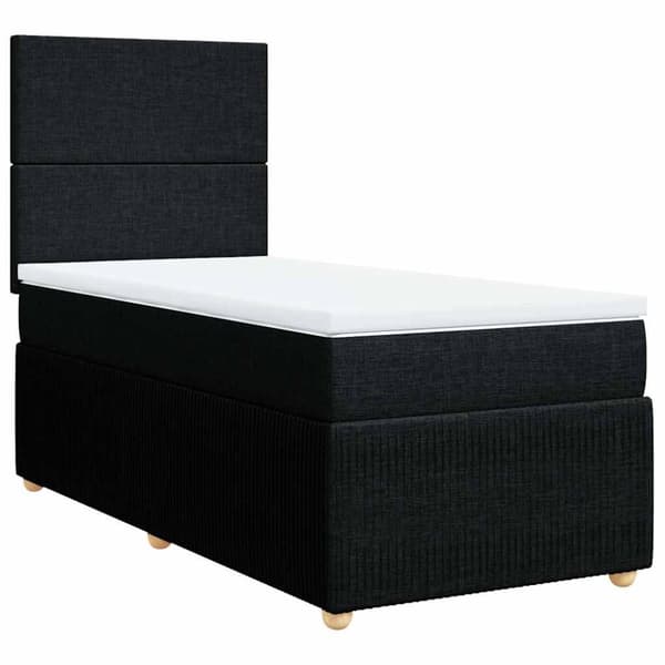 Ramsäng med madrass svart 90x190 cm tyg