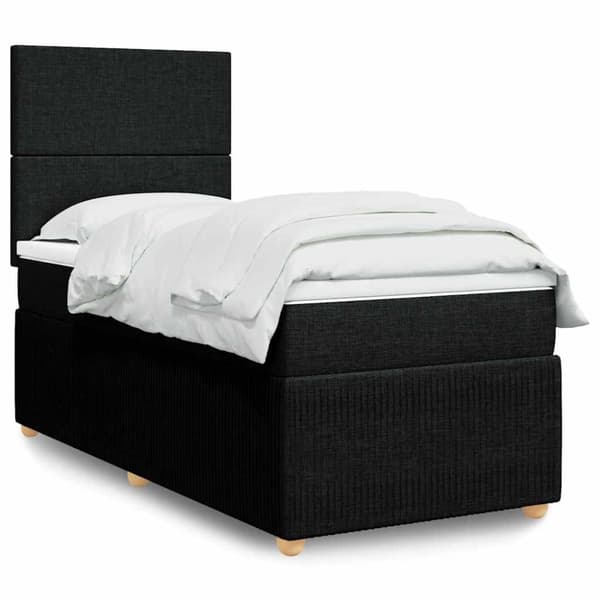 Ramsäng med madrass svart 90x190 cm tyg