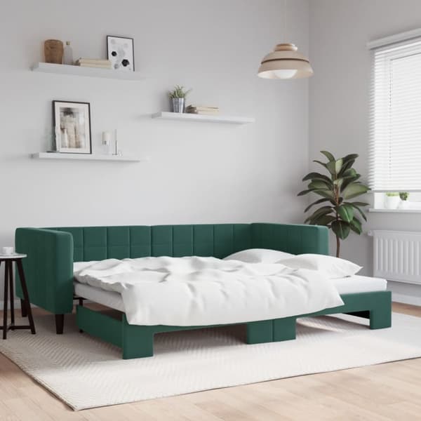 Dagbädd utdragbar mörkgrå 90x200 cm sammet