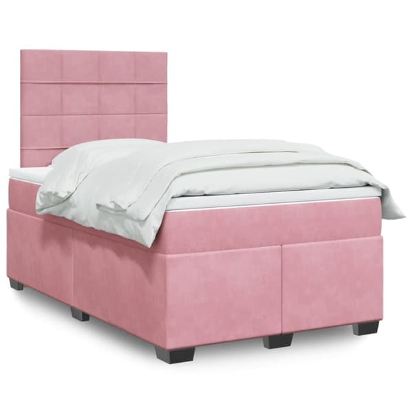 Ramsäng med madrass rosa 120x200 cm sammet