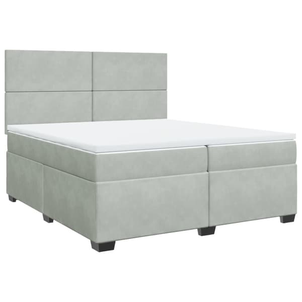 Ramsäng med madrass ljusgrå 200x200 cm sammet