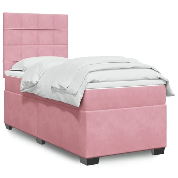 Ramsäng med madrass rosa 90x200 cm sammet