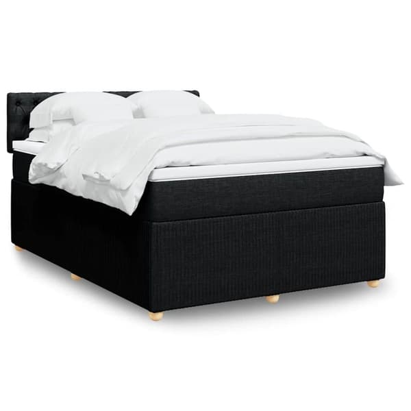 Ramsäng med madrass svart 140x190 cm tyg