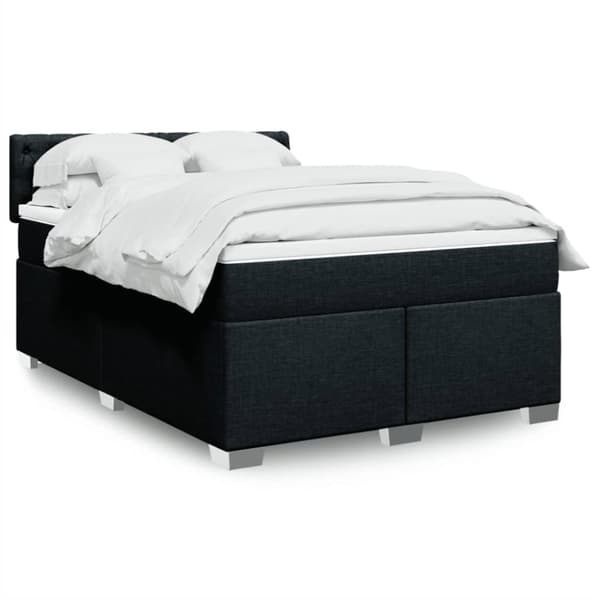 Ramsäng med madrass svart 140x190 cm tyg