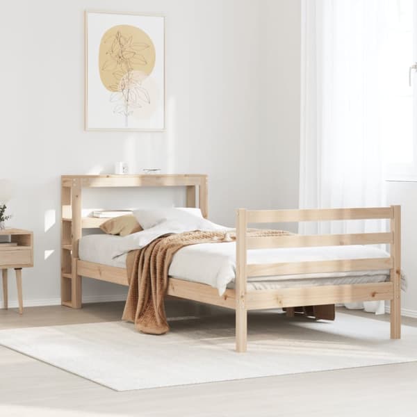 Sängram utan madrass 75x190 cm massiv furu