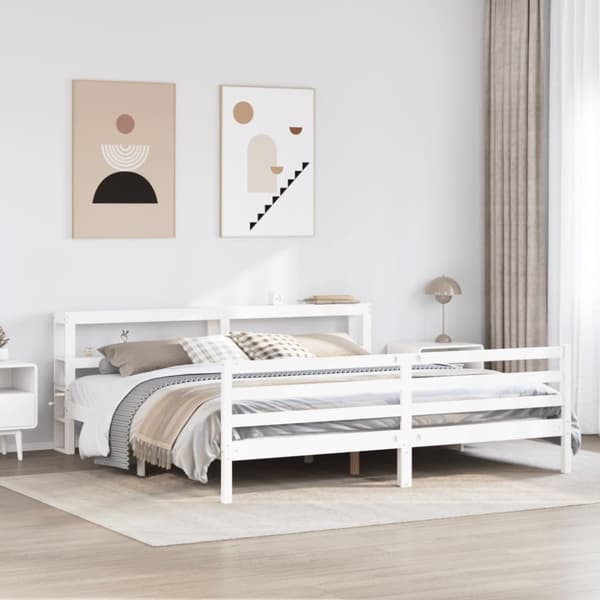 Sängram utan madrass vit 180x200 cm massiv furu
