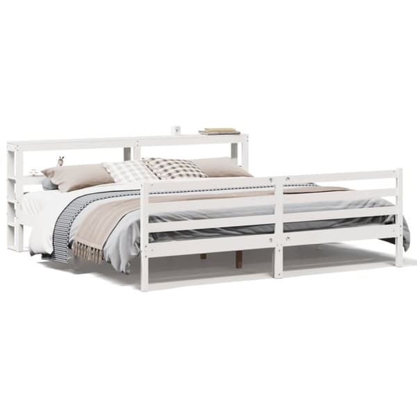 Sängram utan madrass vit 180x200 cm massiv furu