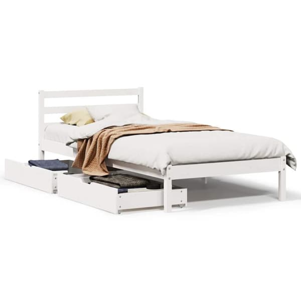 Sängram utan madrass vit 90x190 cm massiv furu