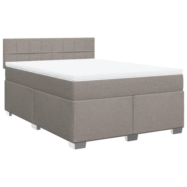Ramsäng med madrass taupe 160x200 cm tyg