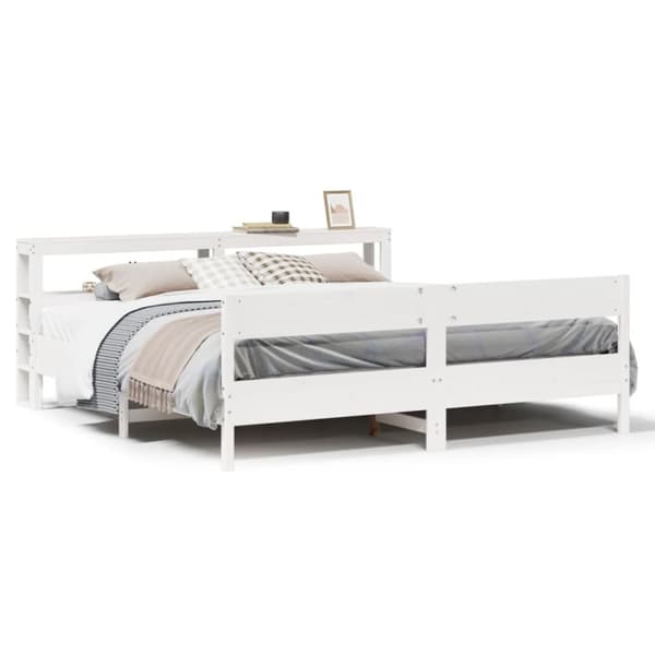 Sängram utan madrass vit 200x200 cm massiv furu