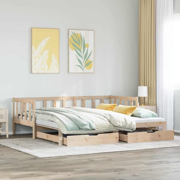 Dagbädd utdragbar med lådor utan madrass 90x190 cm