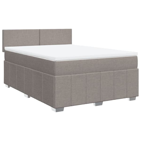 Ramsäng med madrass taupe 140x190 cm tyg