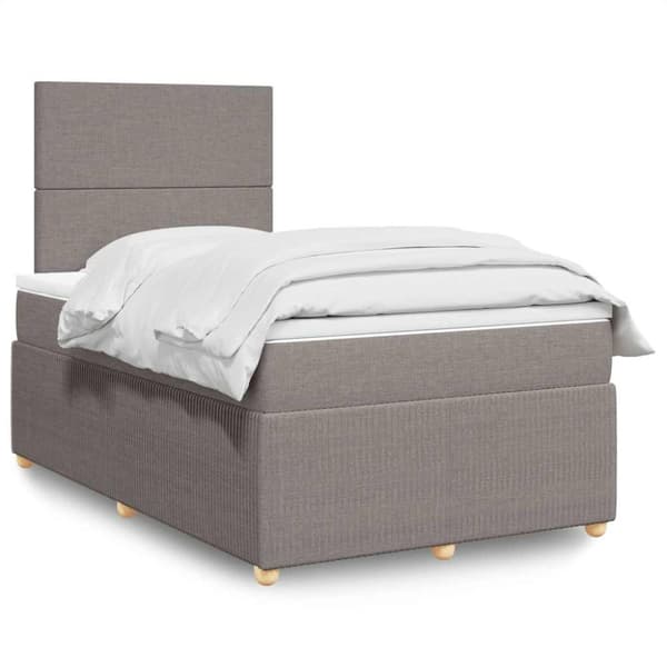 Ramsäng med madrass taupe 120x190 cm tyg