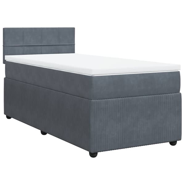 Ramsäng med madrass mörkgrå 100x200 cm sammet
