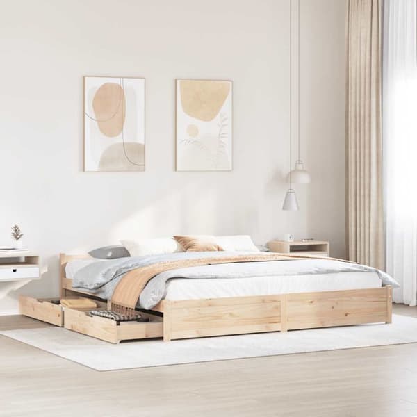 Sängram utan madrass 180x200 cm massiv furu