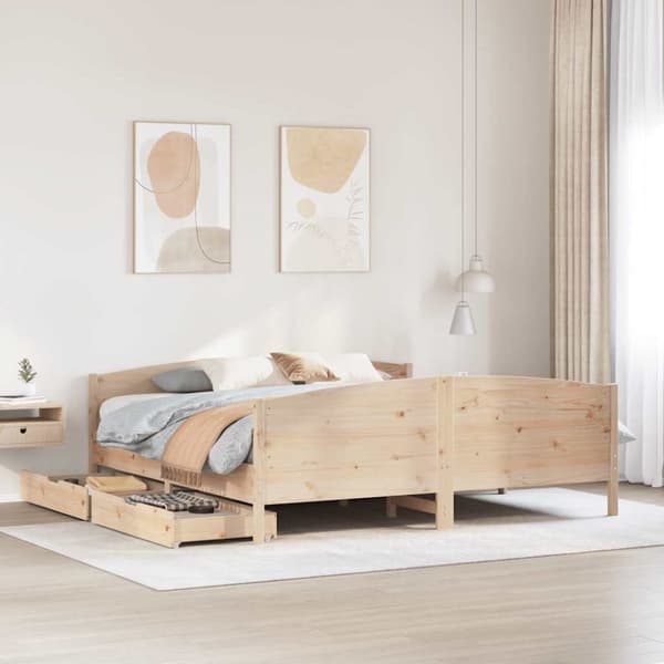 Sängram utan madrass 180x200 cm massiv furu