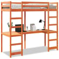 Miniatyrbild 2 av 2: Loftsäng utan madrass vaxbrun 80x200 cm massiv furu