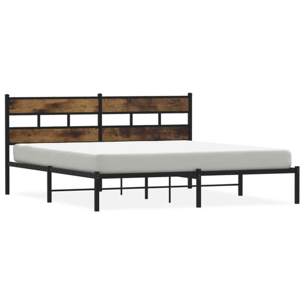 Sängram utan madrass metall rökfärgad ek 180x200 cm
