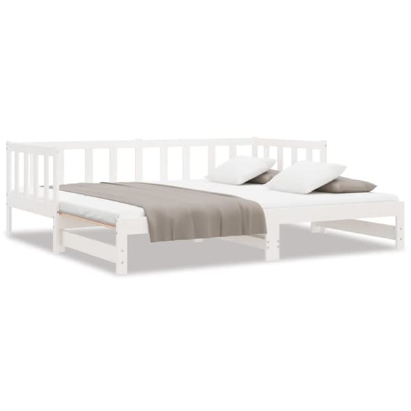 Utdragbar dagbädd vit 2x(90x200) cm massiv furu