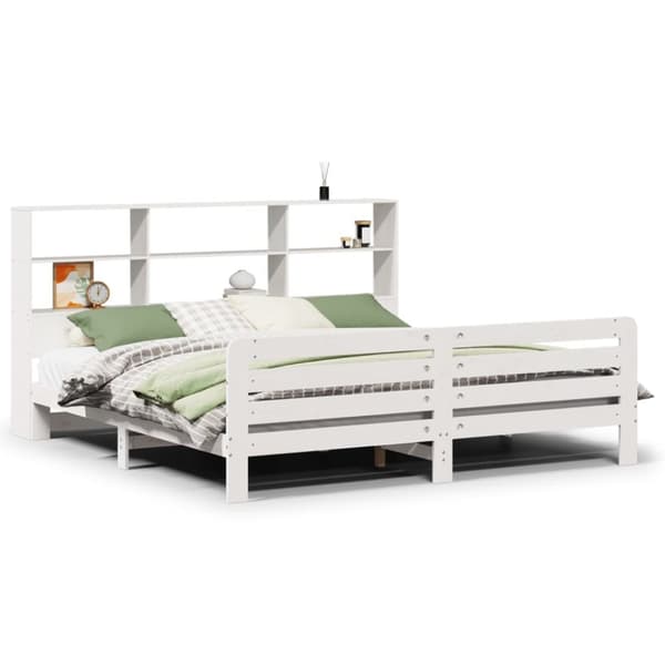 Sängram utan madrass vit 200x200 cm massiv furu