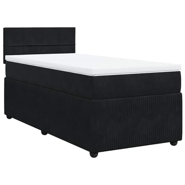 Ramsäng med madrass svart 90x190 cm sammet