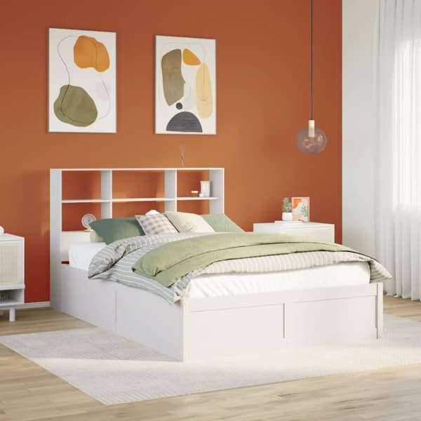 Sängram utan madrass vit 160x200 cm massiv furu