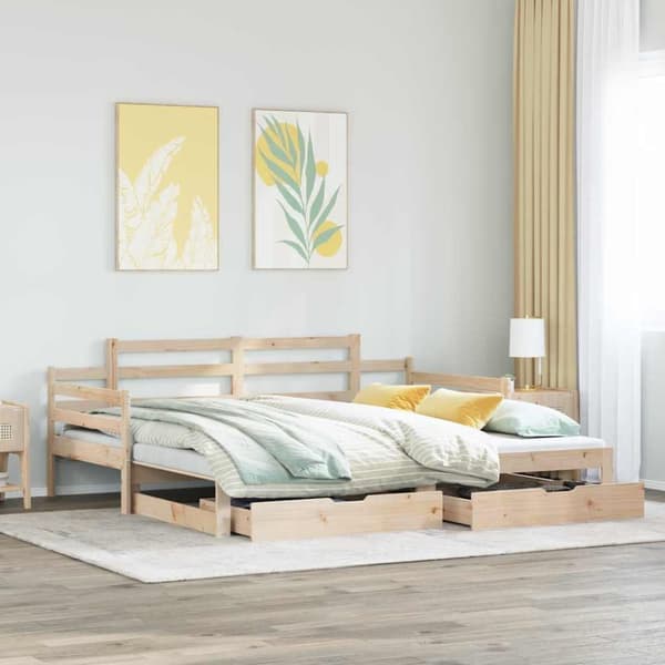 Dagbädd utdragbar med lådor utan madrass 90x190 cm