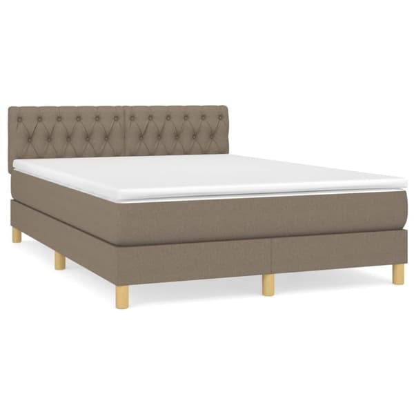 Ramsäng med madrass taupe 140x200 cm tyg