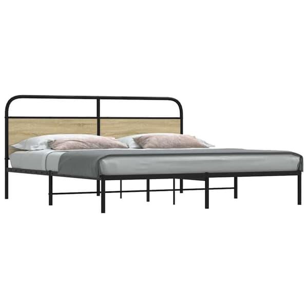 Sängram utan madrass metall sonoma-ek 180x200 cm