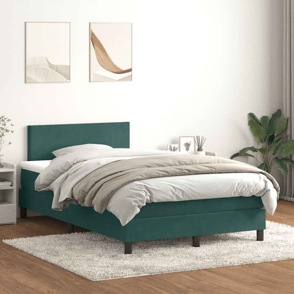 Ramsäng med madrass mörkgrön 120x210 cm sammet