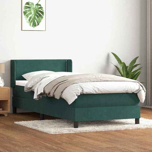 Ramsäng med madrass mörkgrön 80x220 cm sammet