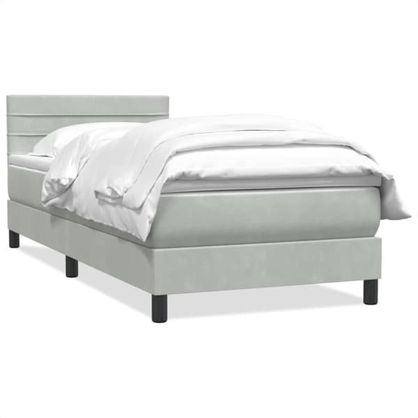 Ramsäng med madrass ljusgrå 80x220 cm sammet