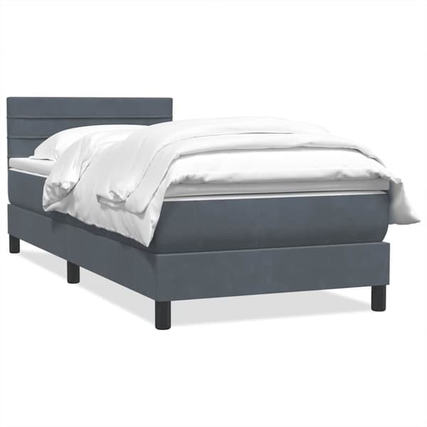 Resårsäng med madrass mörkgrå 90x220 cm sammet