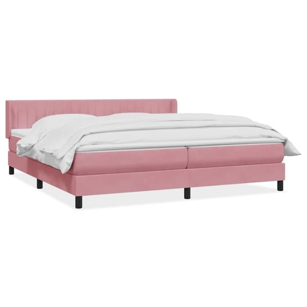 Resårsäng med madrass rosa 180x220 cm sammet