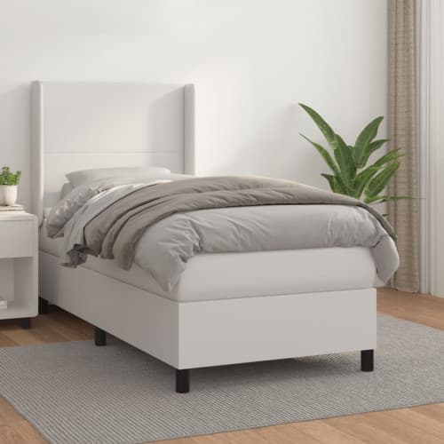 Ramsäng med madrass vit 90x190 cm konstläder