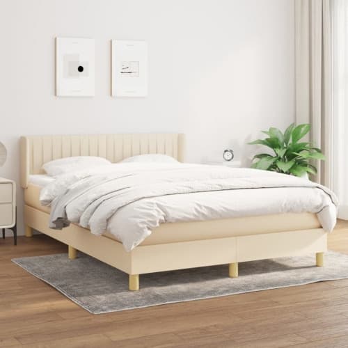 Ramsäng med madrass gräddvit 140x190 cm tyg