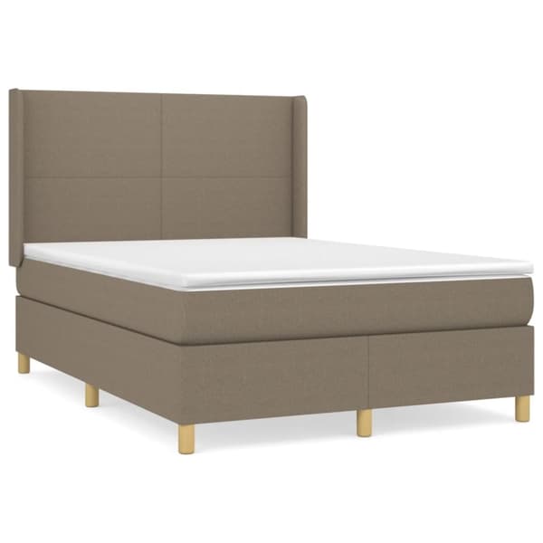 Ramsäng med madrass taupe 140x200 cm tyg