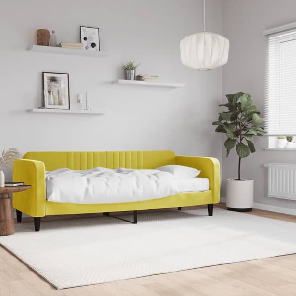 Dagbädd med madrass gul 80x200 cm sammet
