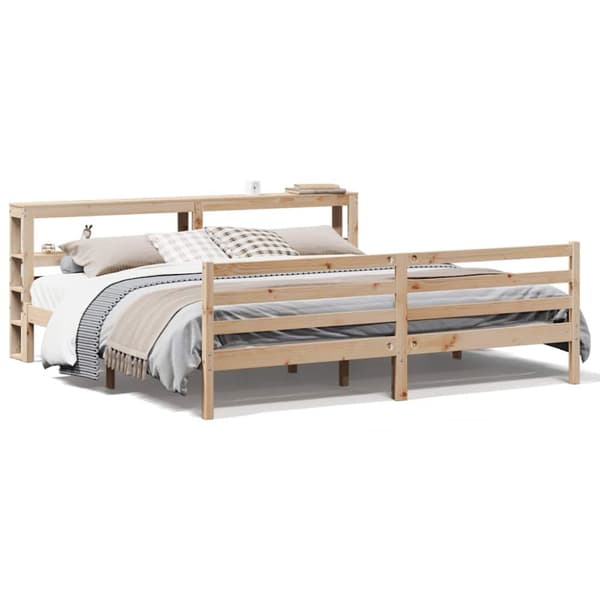 Sängram utan madrass 200x200 cm massiv furu