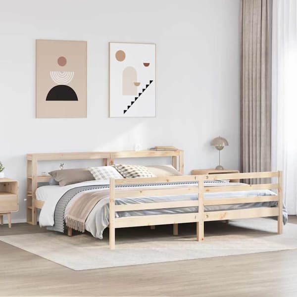 Sängram utan madrass 200x200 cm massiv furu