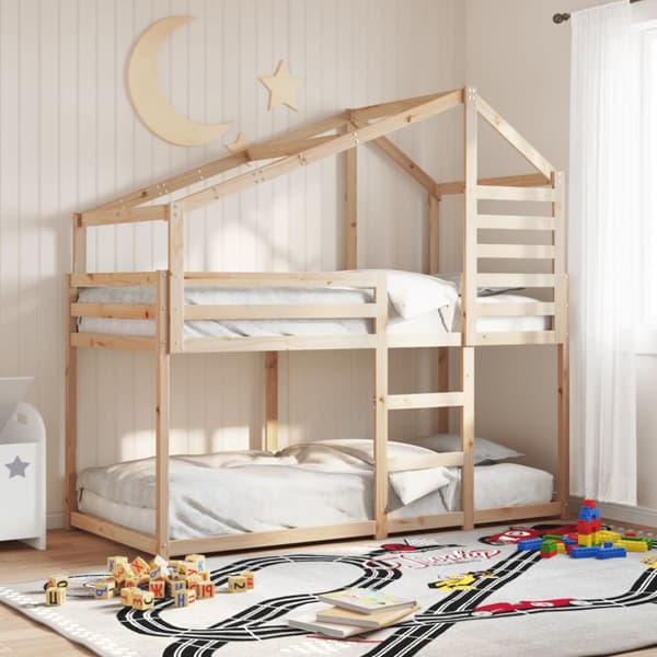 Våningssäng utan madrass 90x190 cm massiv furu