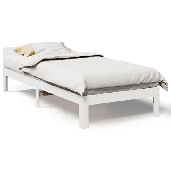 Sängram utan madrass vit 80x200 cm massiv furu